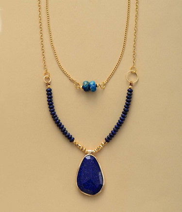 Time To Shine Lapis Pendant 2 Layers Short Chokers Necklace-Your Soul Place
